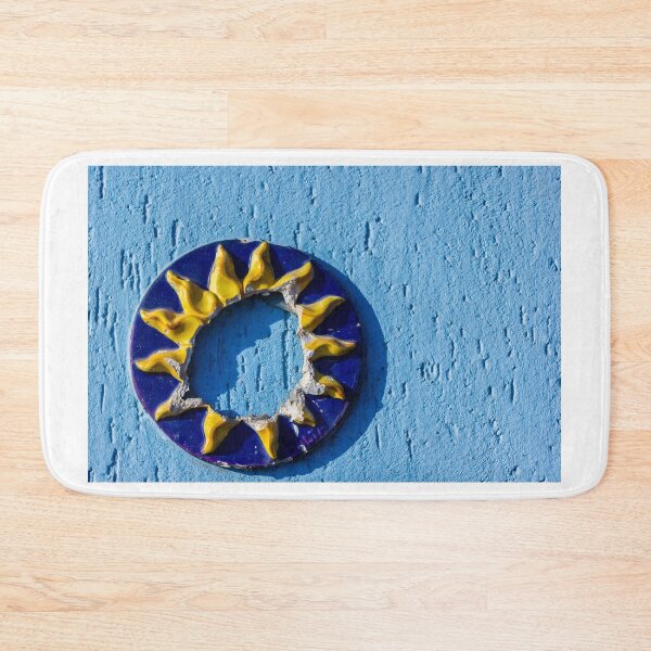Item preview, Broken Sun-Shaped Ceramic Decor Against a Textured Blue Wall designed and sold by Nmallia.