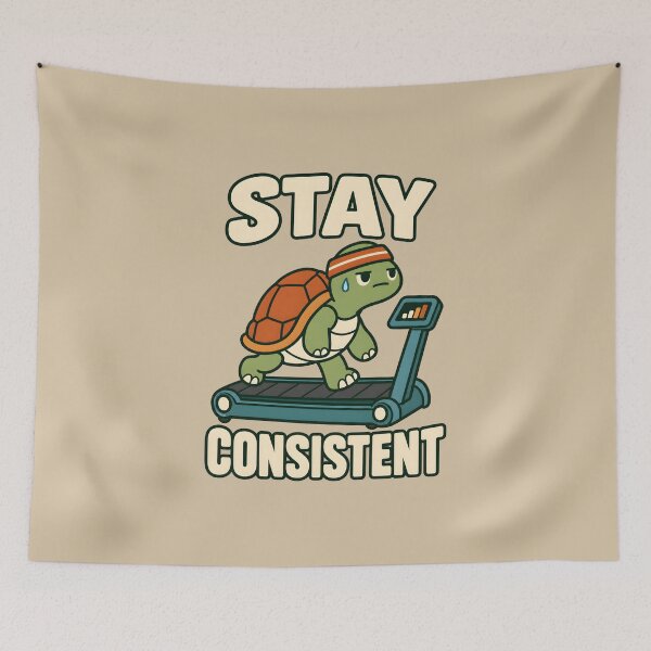 Item preview, Stay Consistent – Funny Turtle on a Treadmill designed and sold by VioVibe.