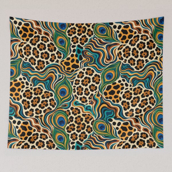 Item preview, Vibrant Rainforest Leopard Peacock Pattern designed and sold by WildlifeInc.