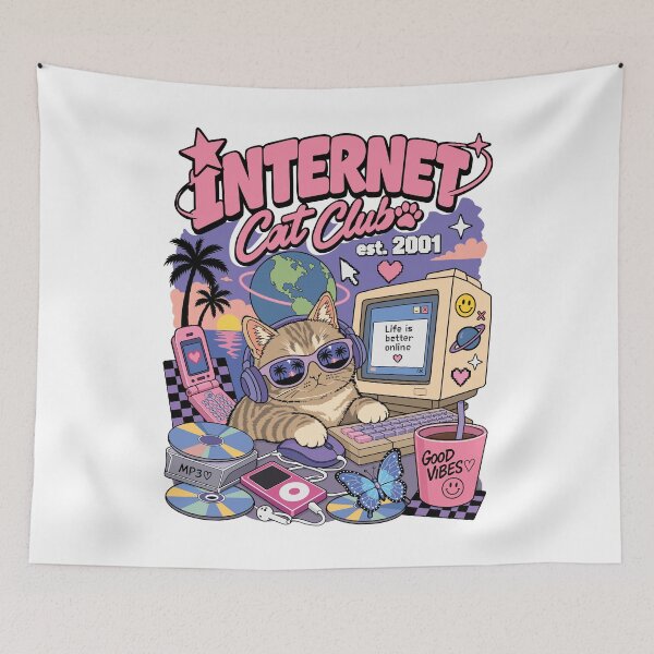 Item preview, Retro Cat With Computer - Y2K Cat designed and sold by nikolaj1301.