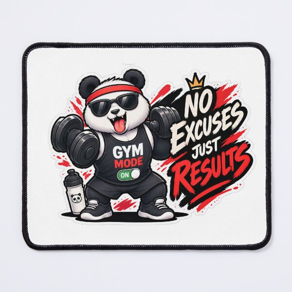 Item preview, No Excuses Just Results – Gym Panda designed and sold by ArvelloCreative.