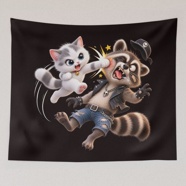Item preview, Kitty Knockout: Punk Raccoon Defeated designed and sold by ARabbitHole.