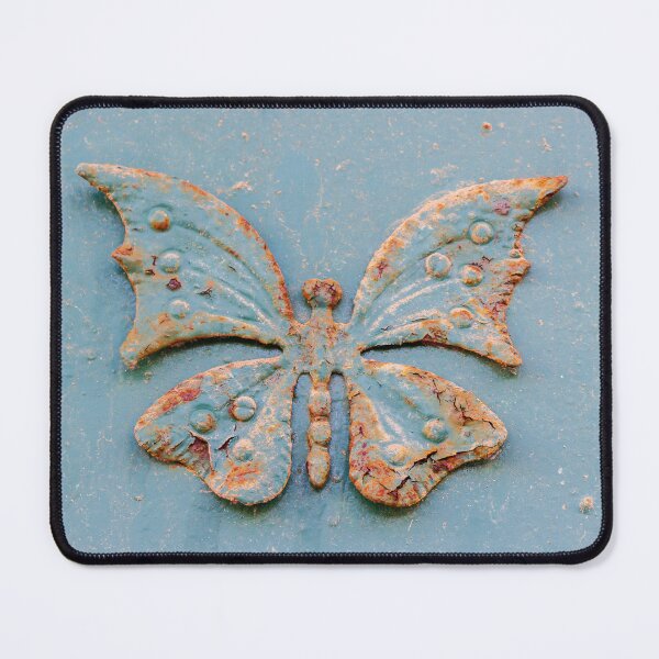 Item preview, Rustic Butterfly Decoration Engraved on a Textured Metal Surface for Vintage Appeal designed and sold by Nmallia.