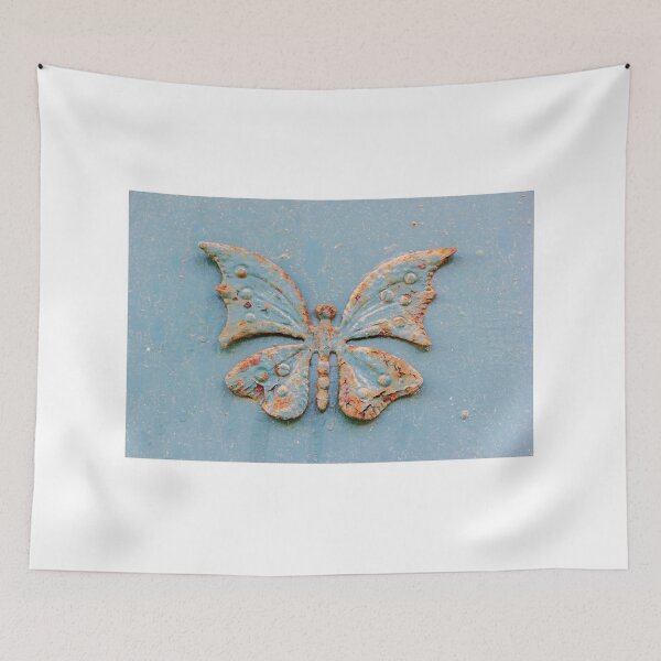 Item preview, Rustic Butterfly Decoration Engraved on a Textured Metal Surface for Vintage Appeal designed and sold by Nmallia.