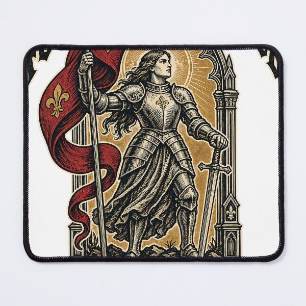 Item preview, Fearless and Devoted Joan of Arc Gothic Woodcut T-Shirt Design designed and sold by KIDEnia.