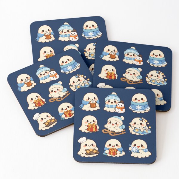 Item preview, Cute Ghost Cozy Winter Christmas Kawaii Sticker Sheet Gift designed and sold by Artycom.