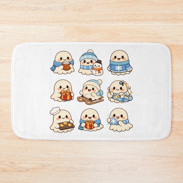 Item preview, Cute Ghost Cozy Winter Christmas Kawaii Sticker Sheet Gift designed and sold by Artycom.