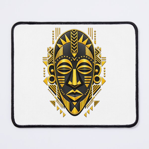 Item preview, Golden Afro-Futuristic Tribal Mask: Geometric Cyber-Ethnic Vector Art designed and sold by Nubian Style.