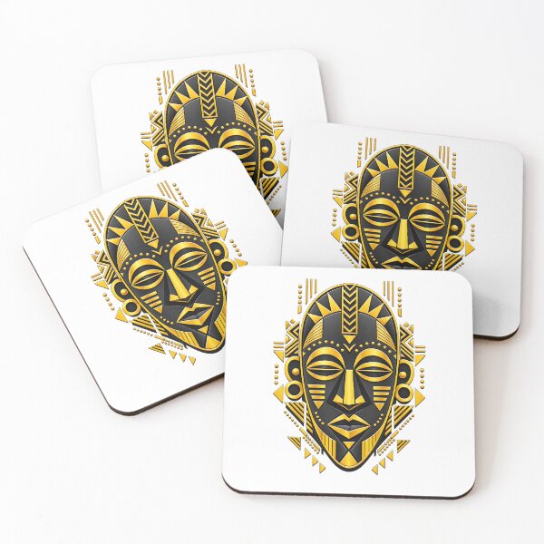 Item preview, Golden Afro-Futuristic Tribal Mask: Geometric Cyber-Ethnic Vector Art designed and sold by Nubian Style.