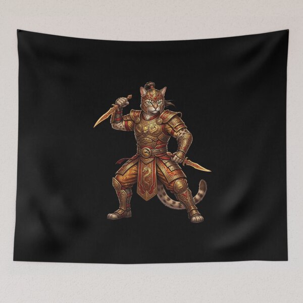 Item preview, Chinese Dragon Warrior Cat – Eastern Fantasy Fighter designed and sold by TOOBIC.