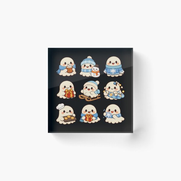 Item preview, Cute Ghost Cozy Winter Christmas Kawaii Sticker Sheet Gift designed and sold by Artycom.