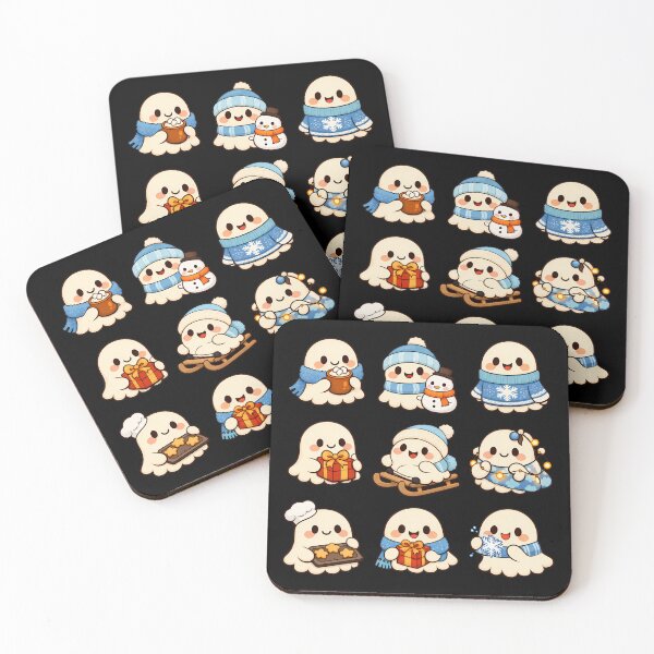 Item preview, Cute Ghost Cozy Winter Christmas Kawaii Sticker Sheet Gift designed and sold by Artycom.