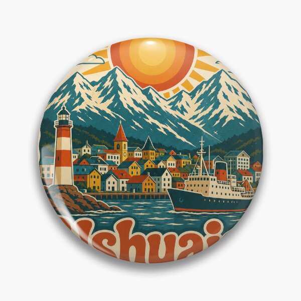 Item preview, Ushuaia Argentina Travel Souvenir - Retro Illustration designed and sold by VisualArtsOasis.