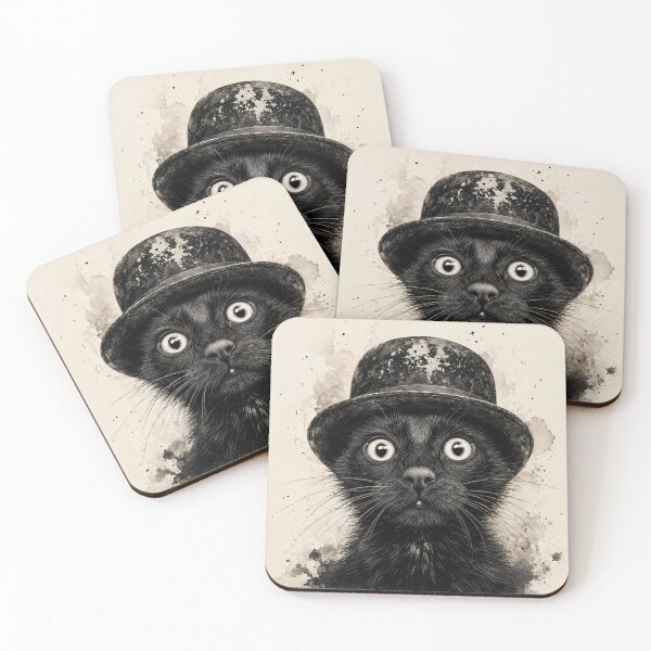 Item preview, Vintage Black Cat in Top Hat – Gothic Victorian Cat Wall Art designed and sold by AbstractAuraArt.