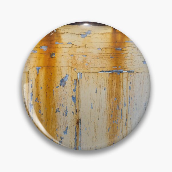 Item preview, Rusty Metal Handle on Weathered Wooden Door with Peeling Yellow Paint designed and sold by Nmallia.