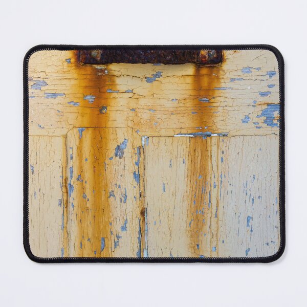 Item preview, Rusty Metal Handle on Weathered Wooden Door with Peeling Yellow Paint designed and sold by Nmallia.