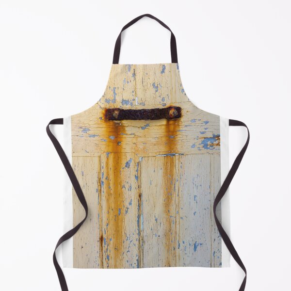 Item preview, Rusty Metal Handle on Weathered Wooden Door with Peeling Yellow Paint designed and sold by Nmallia.
