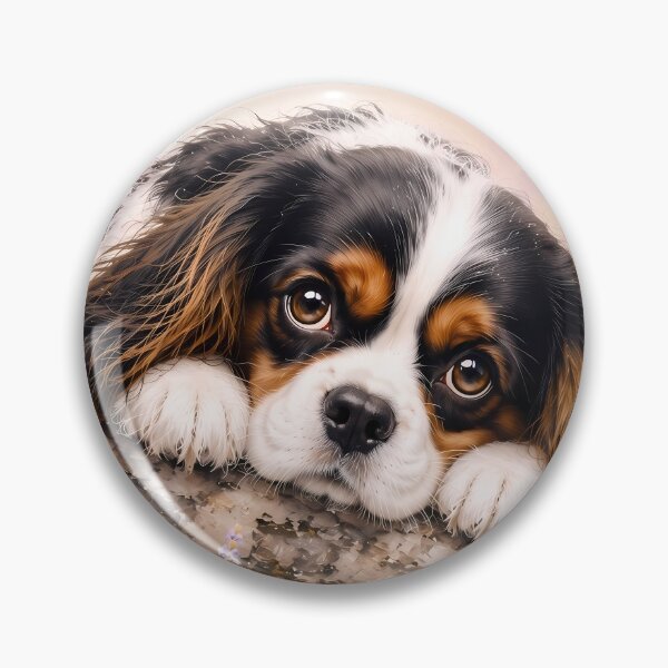 Item preview, Cavalier King Charles Spaniel Resting on a Blossom Branch | Floral Dog Art designed and sold by ManJiangHong.