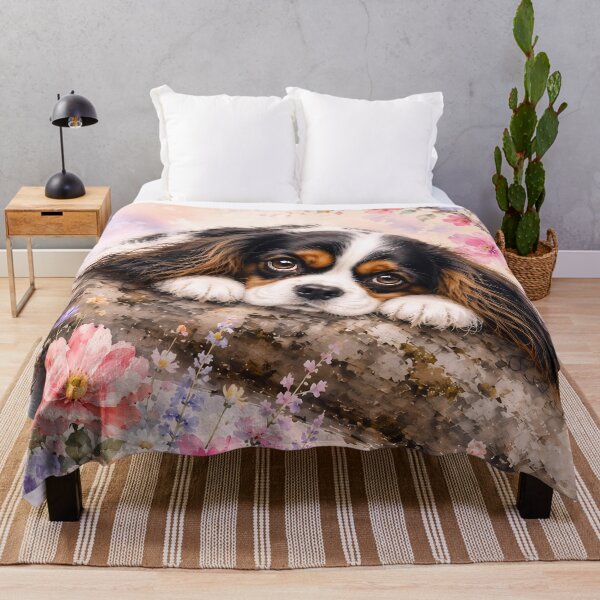 Artikelvorschau, Cavalier King Charles Spaniel Resting on a Blossom Branch | Floral Dog Art entworfen und verkauft von ManJiangHong.