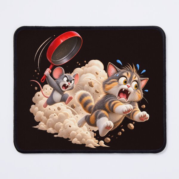 Item preview, Funny Cat Chased by Mouse with Frying Pan designed and sold by ARabbitHole.