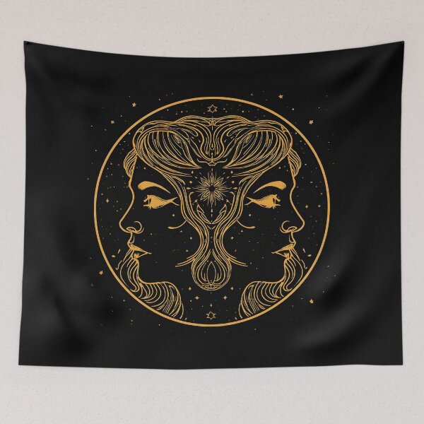 Item preview, Golden Gemini Twins Face Art designed and sold by ameetlumiere.