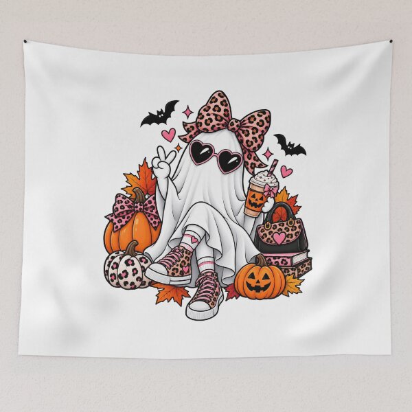 Item preview, Cute Leopard Ghost Halloween – Spooky Girl Pumpkin Coffee designed and sold by afr-saad.