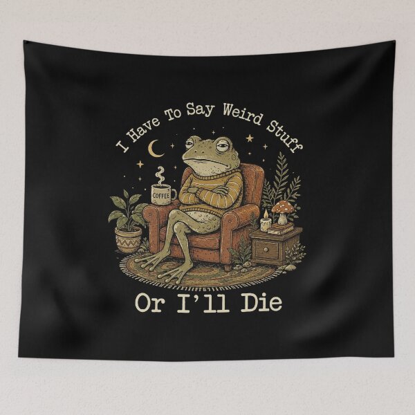 Item preview, I Have to Say Weird Stuff Funny Frog Drinking Coffee, Sarcastic Quirky Gift designed and sold by Quiajia.