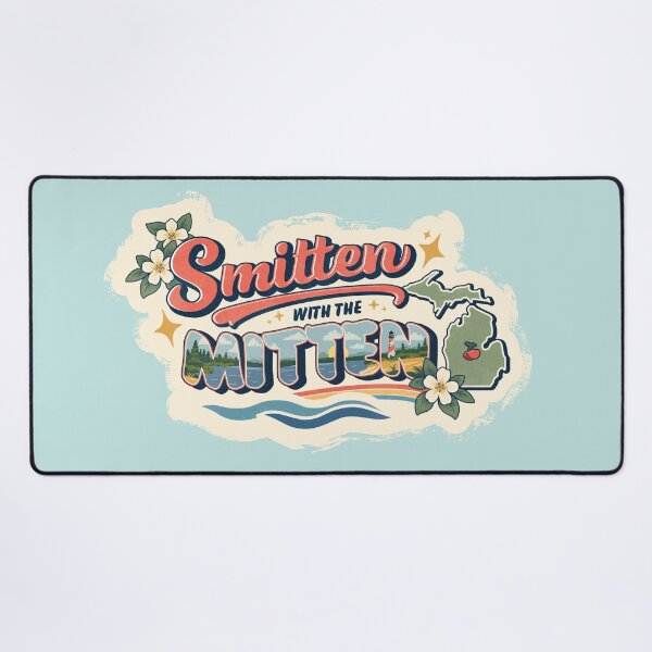 Item preview, Smitten with the Mitten - Michigan Great Lakes Vintage Graphic designed and sold by appleblosomalex.
