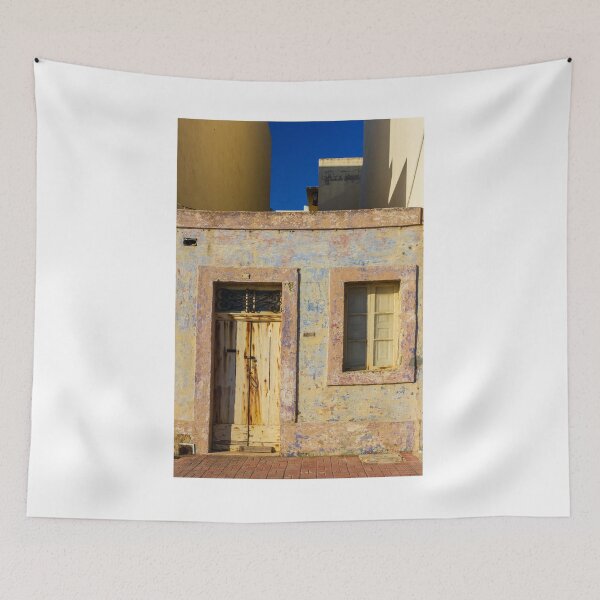 Item preview, Vintage Stone Building with Worn Doors and Windows in Bright Sunlight designed and sold by Nmallia.