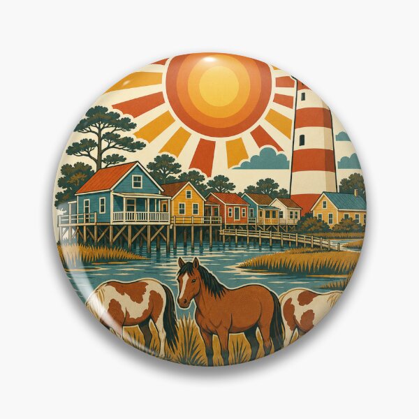 Item preview, Chincoteague USA Travel Souvenir - Retro Illustration designed and sold by VisualArtsOasis.