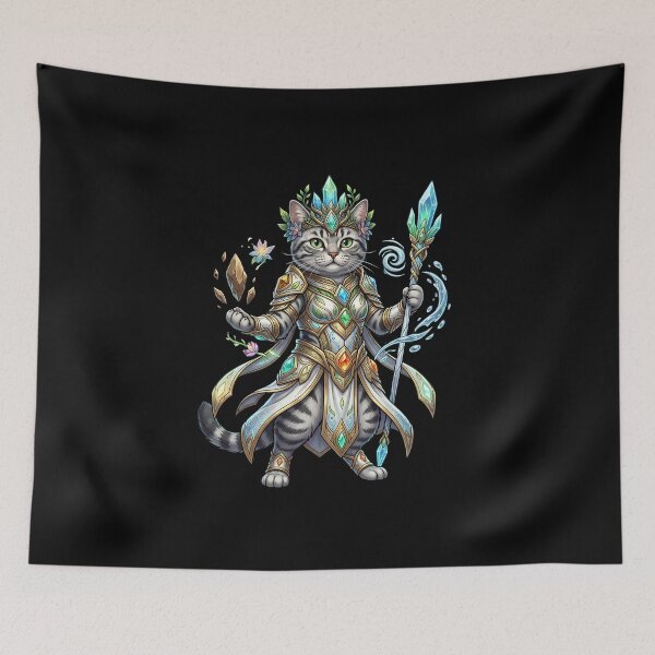 Item preview, Elemental Mage Cat – Crystal Magic Fantasy Warrior designed and sold by TOOBIC.