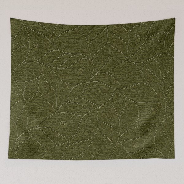 Item preview, Olive Autumn Botanical Quilt – Embossed Leaves & Acorns designed and sold by HO•Designs.