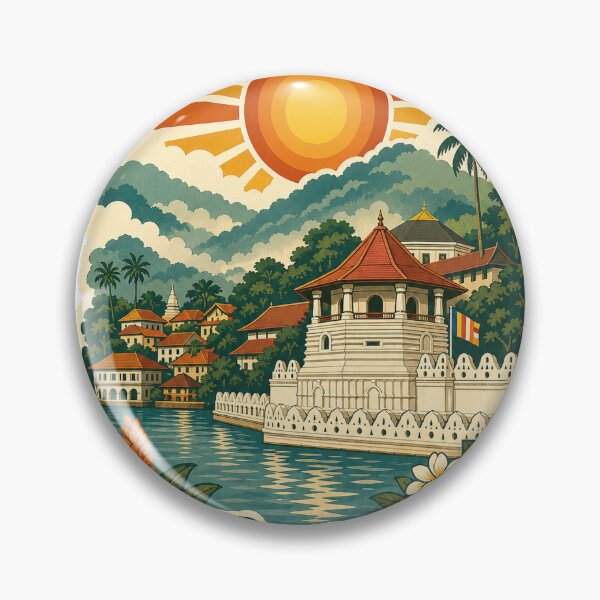 Artikelvorschau, Kandy-Reisesouvenir aus Sri Lanka – Retro-Illustration entworfen und verkauft von VisualArtsOasis.