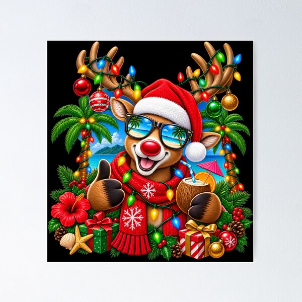 Item preview, Tropical Ugly Christmas Reindeer Sweater designed and sold by tw2us.