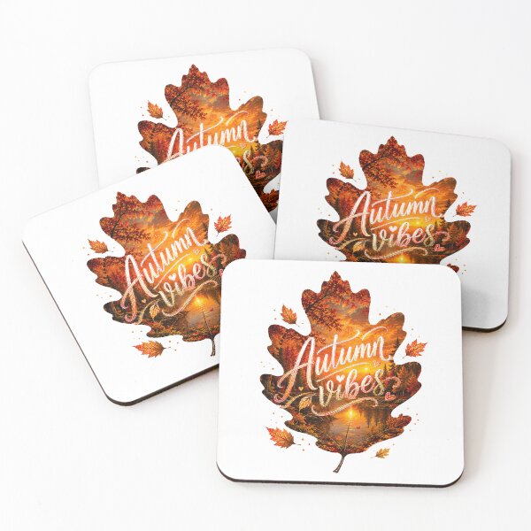 Item preview, Autumn Vibes – Golden Fall Sunset in an Oak Leaf designed and sold by HeyFajnaLinja.