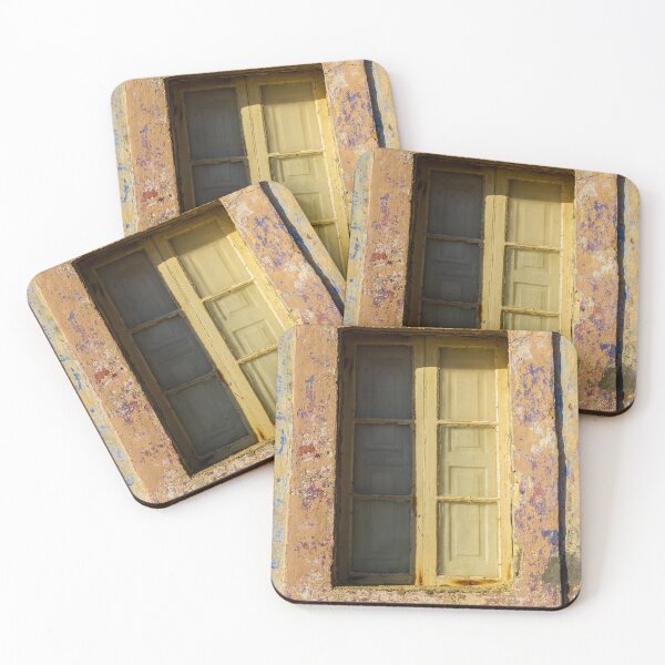 Item preview, Weathered Rustic Window Set Against Peeling Painted Wall In Warm Sunlight designed and sold by Nmallia.