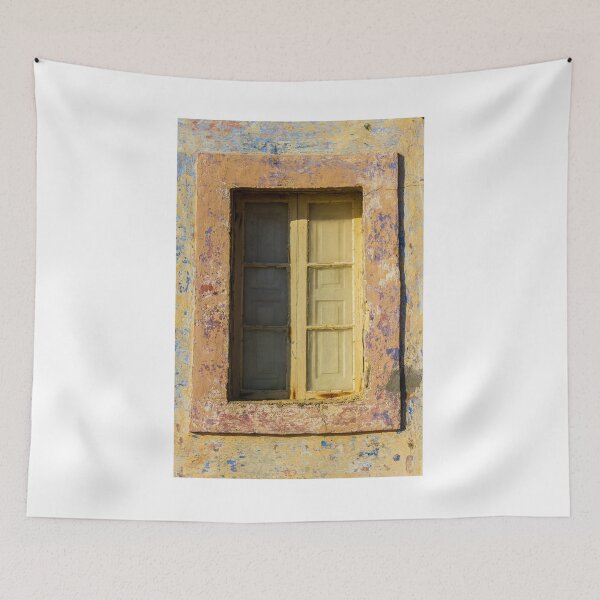 Item preview, Weathered Rustic Window Set Against Peeling Painted Wall In Warm Sunlight designed and sold by Nmallia.