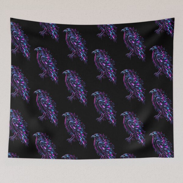 Item preview, Glitch Raven – Cyber Occult Raven Art designed and sold by JupiterGlitchEmpire.