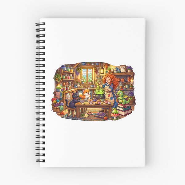 Item preview, The Enchanted Witch’s Cozy Potion Kitchen | Magical Cooking with Cats, Fox & Dragon designed and sold by MrDev.