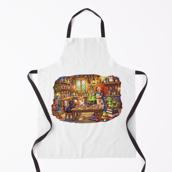 Item preview, The Enchanted Witch’s Cozy Potion Kitchen | Magical Cooking with Cats, Fox & Dragon designed and sold by MrDev.