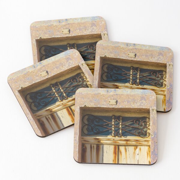 Item preview, Aged Rustic Door with Distressed Paint and Decorative Metalwork Overhead designed and sold by Nmallia.