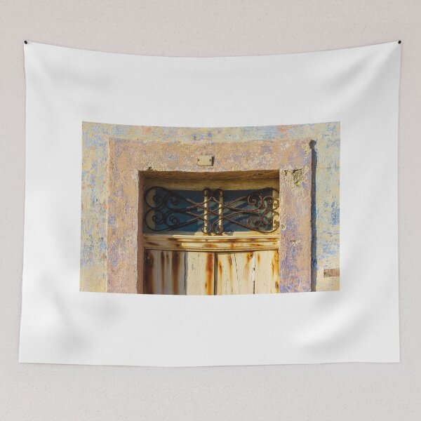 Item preview, Aged Rustic Door with Distressed Paint and Decorative Metalwork Overhead designed and sold by Nmallia.