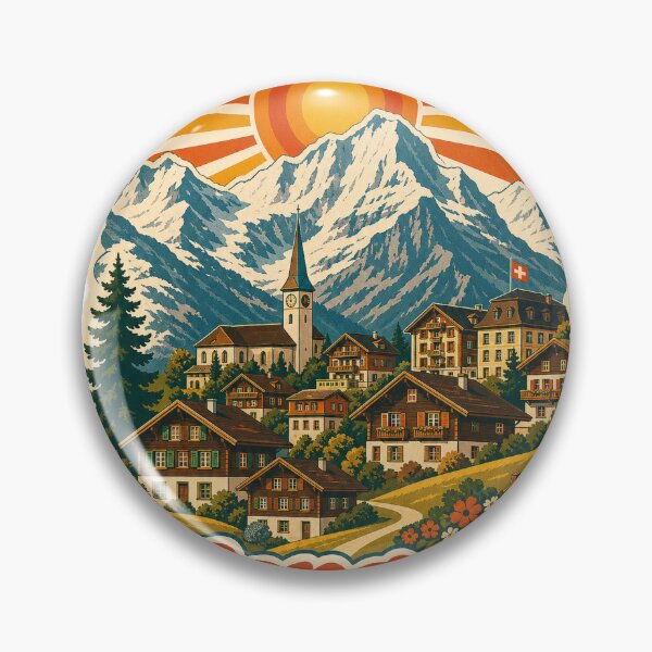 Item preview, Wengen Switzerland Travel Souvenir - Retro Illustration designed and sold by VisualArtsOasis.