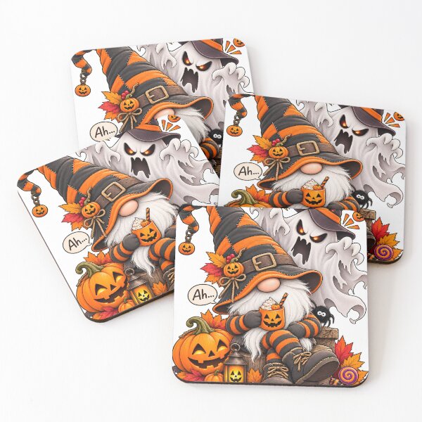 Item preview, Scared Halloween Gnome – Ghost, Pumpkins and Candy designed and sold by J-Impression.