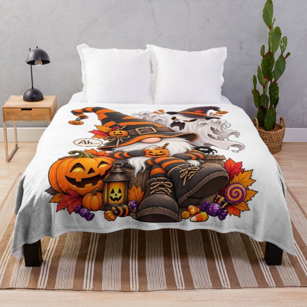 Item preview, Scared Halloween Gnome – Ghost, Pumpkins and Candy designed and sold by J-Impression.