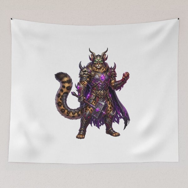 Item preview, Horned Demon Cat Warrior – Purple Crystal Dark Fantasy Cat designed and sold by TOOBIC.