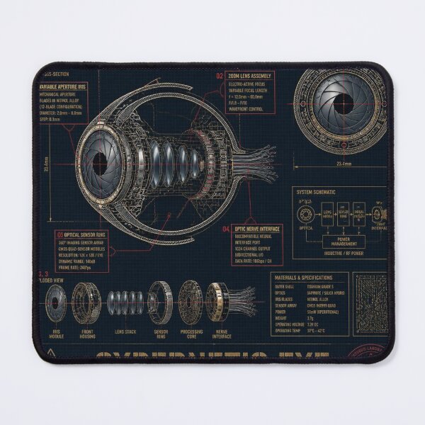 Item preview, Cybernetic Eye Patent Blueprint - Technical Schematic Art designed and sold by SunnyDesign82.