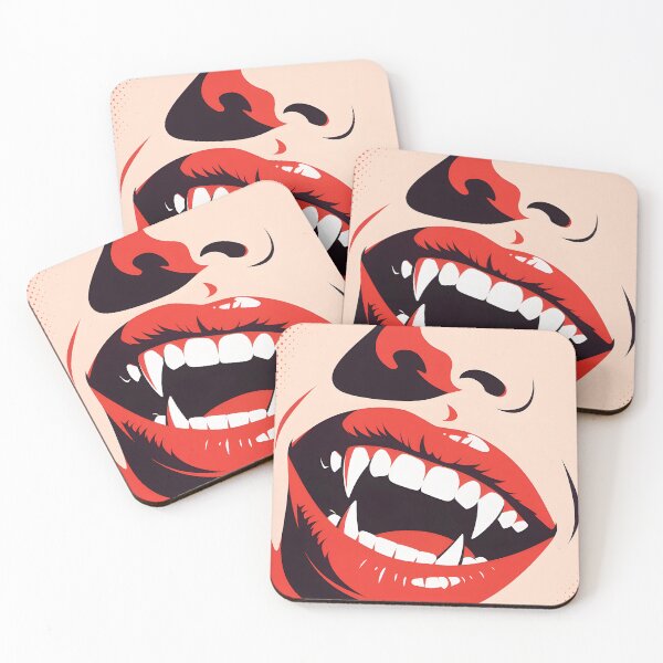 Item preview, Vampire Red Lips with Sharp Fangs Gothic Pop Art designed and sold by OksArtStudio.