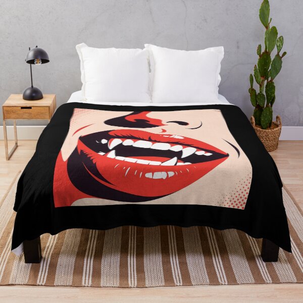 Item preview, Vampire Red Lips with Sharp Fangs Gothic Pop Art designed and sold by OksArtStudio.