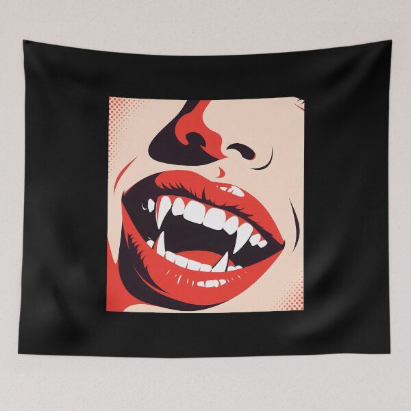 Item preview, Vampire Red Lips with Sharp Fangs Gothic Pop Art designed and sold by OksArtStudio.